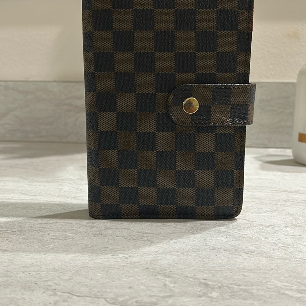 Checkered Wallet with Button Closure